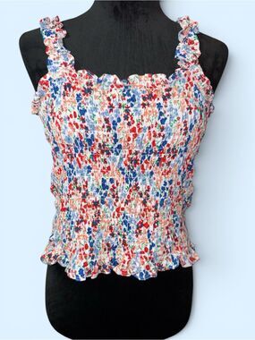 Old Navy Floral Smocked Crop Top, Size Large